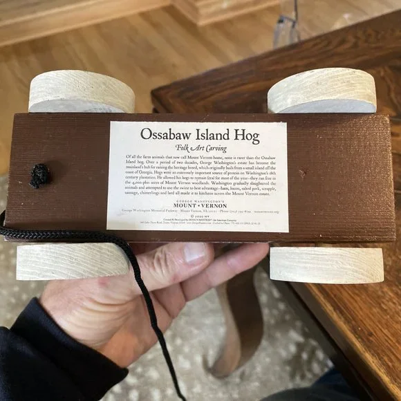 Mount Vernon Folk Art “Ossabaw Island Hog” PULL TOY George Washington - Picture 7 of 7